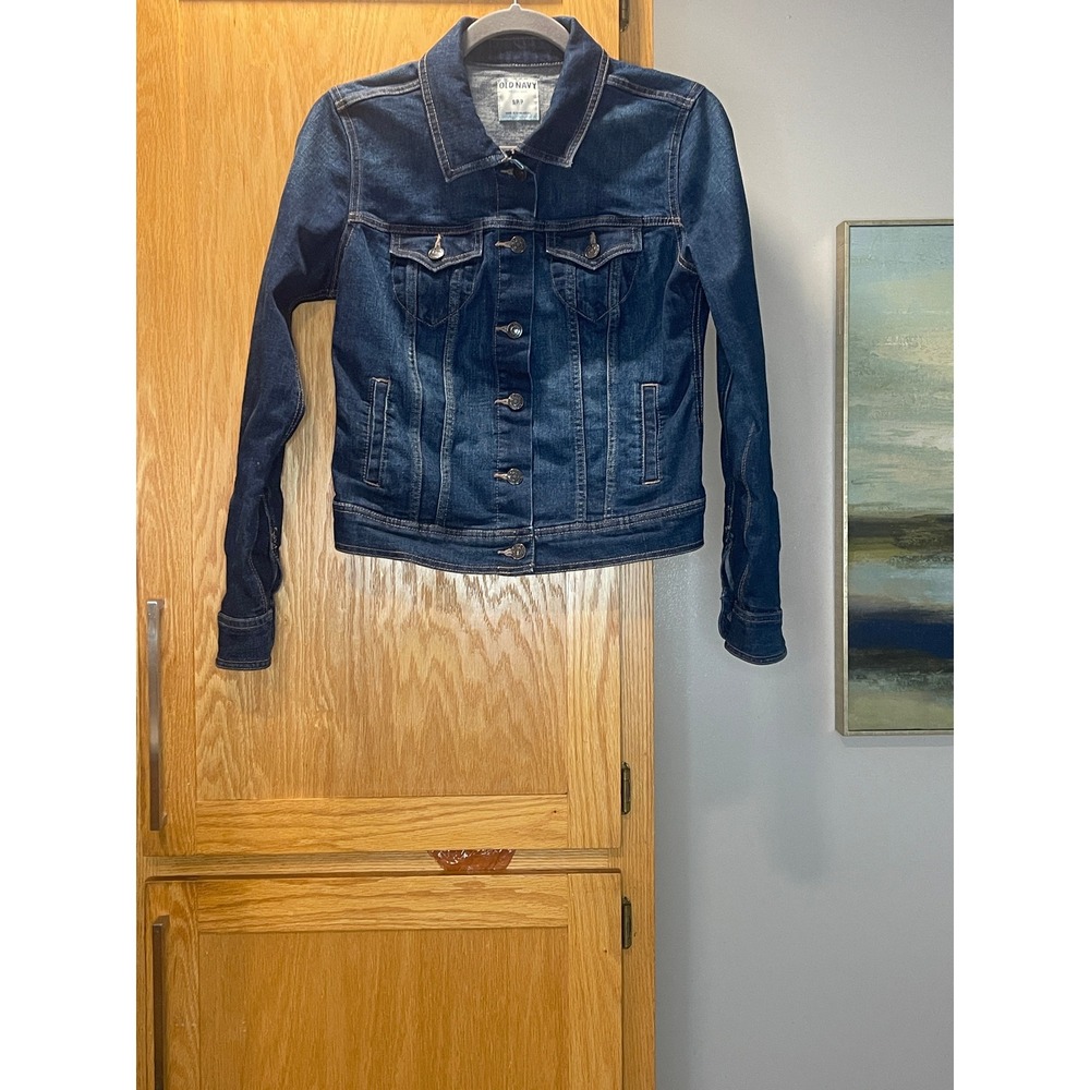 Old Navy Womens Dark Wash Denim Blue Jean Jacket Small  Western Boho Classic